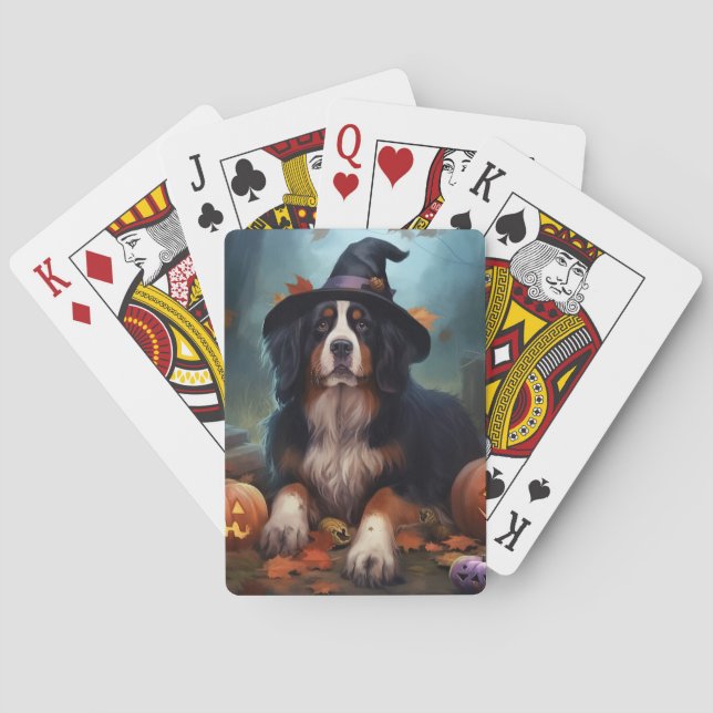 Bernese Mountain Pumpkins Halloween Scary Playing Cards (Back)