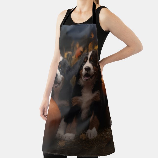 Bernese Mountain Puppy Autumn Delight Pumpkin Apron (Insitu)