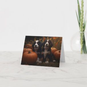 Bernese Mountain Puppy Autumn Delight Pumpkin Card