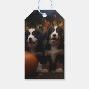 Bernese Mountain Puppy Autumn Delight Pumpkin Gift Tags
