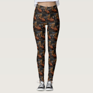 Bernese Mountain Puppy Autumn Delight Pumpkin Leggings