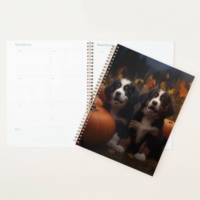 Bernese Mountain Puppy Autumn Delight Pumpkin Planner (Display)