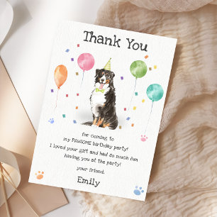 Bernese Mountain Puppy Dog Birthday Thank You Card