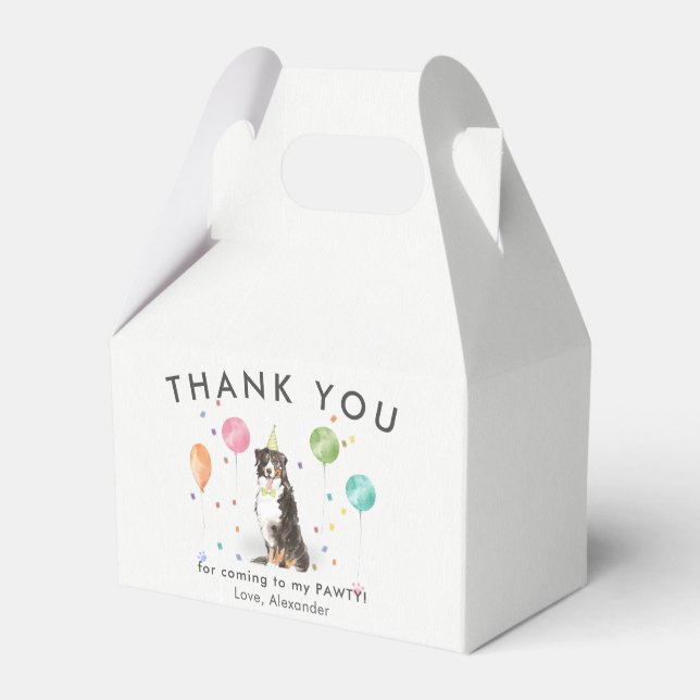 Bernese Mountain Puppy Dog Birthday Thank You  Favour Box (Front Side)