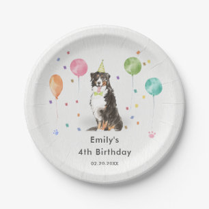 Bernese Mountain Puppy Dog Kids Birthday Party Paper Plate