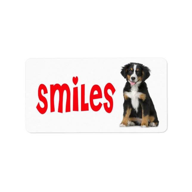 Bernese Mountain Puppy Mum Dog Rescue Dad Hello Label (Front)