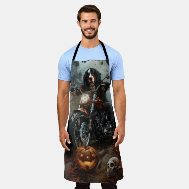 Bernese Mountain Riding Motorcycle Halloween Scary Apron (Worn)