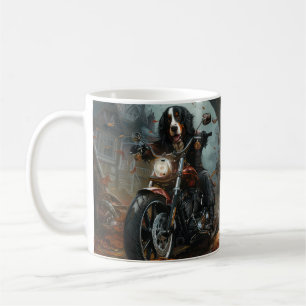 Bernese Mountain Riding Motorcycle Halloween Scary Coffee Mug