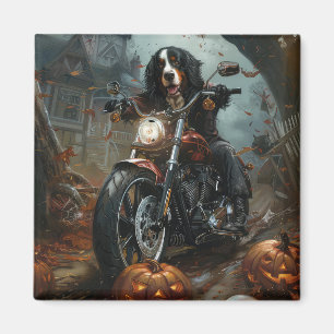Bernese Mountain Riding Motorcycle Halloween Scary Magnet
