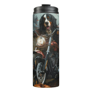 Bernese Mountain Riding Motorcycle Halloween Scary Thermal Tumbler