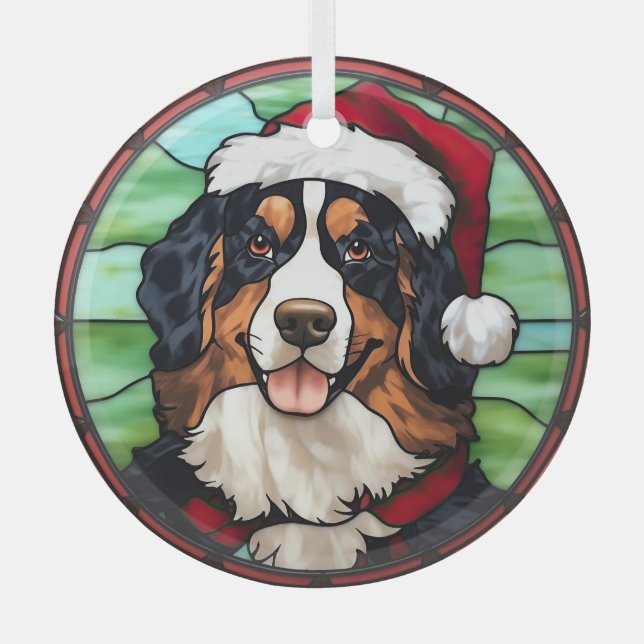 Bernese Mountain Stained Glass Christmas Tree Decoration (Front)