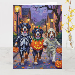 Bernese Mountain Trick-or-Treating In Halloween  Card