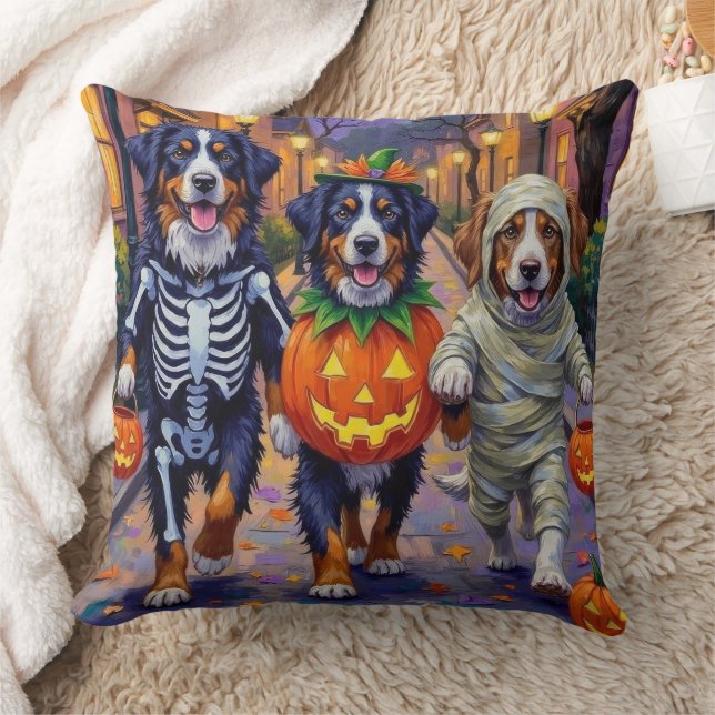 Bernese Mountain Trick-or-Treating In Halloween  Cushion (Blanket)
