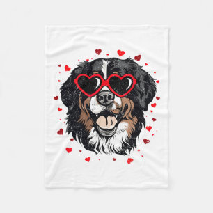 Bernese Mountain Valentine Heart Cute Dog Lovers Fleece Blanket