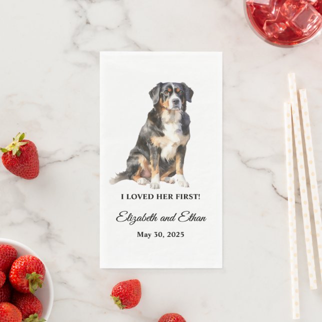 Bernese Mountain Wedding Napkin (Insitu)