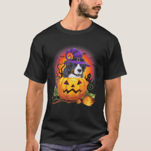 Bernese Mountain Witch Pumpkin Halloween Dog Lover T-Shirt