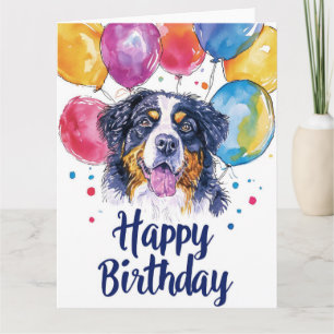 Bernese Mountain with Balloons Card