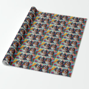 Bernese Mountain With Heart Roses Valentine's Day Wrapping Paper