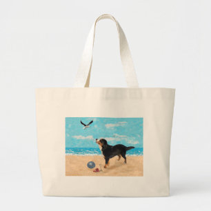 Bernese Mt. Dog at the Beach Large Tote Bag