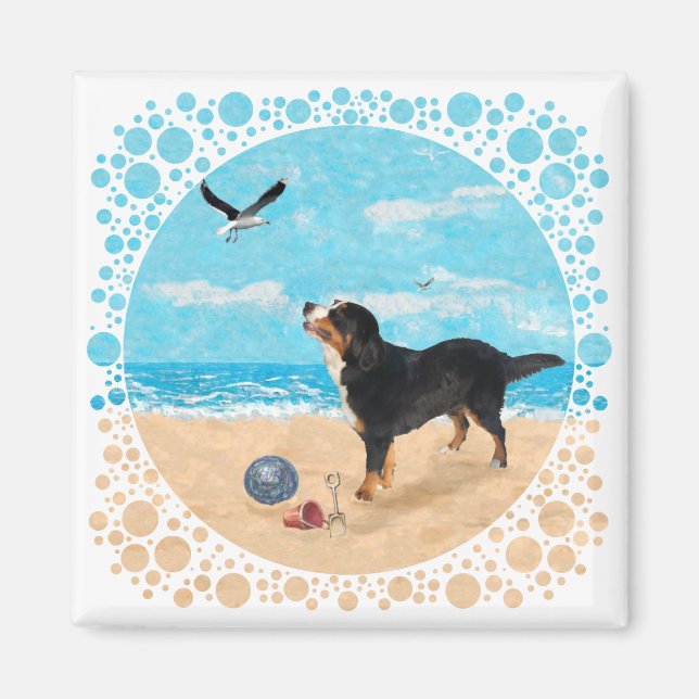 Bernese Mt. Dog at the Beach Magnet (Front)