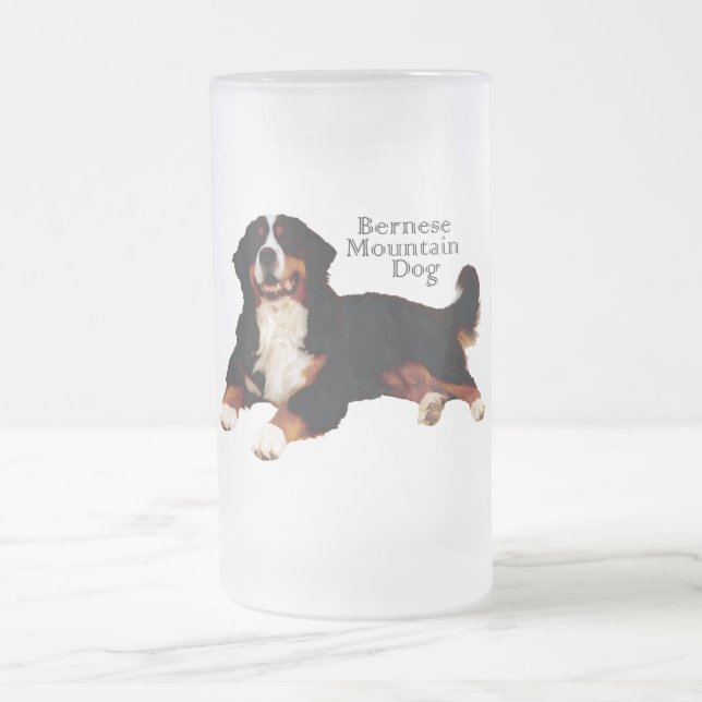 BERNESE Mt. Dog Frosted Glass Beer Mug (Center)