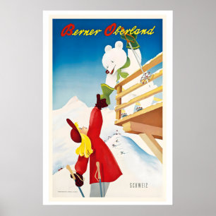 Bernese Oberland Switzerland Vintage Travel Poster