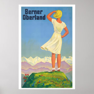 Bernese Oberland Switzerland Vintage Travel Poster