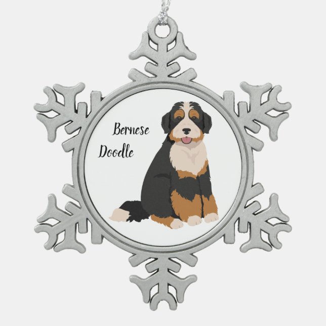 Bernese Poodle mix, Bernedoodle Christmas Ornament (Front)