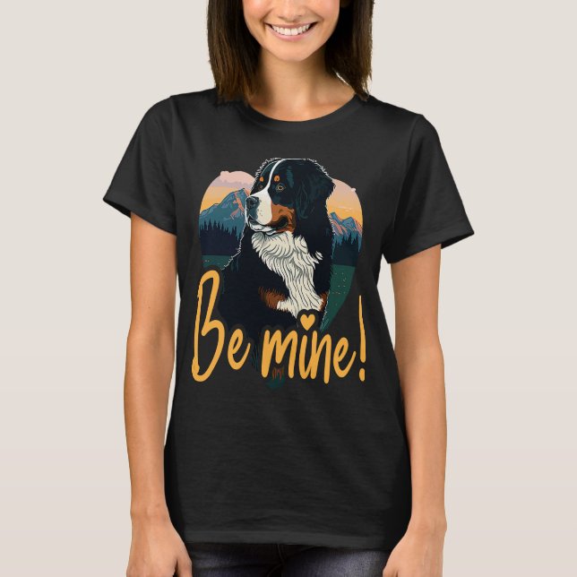 Bernesemountaindog With Hearts  Dog Love For Valen T-Shirt (Front)