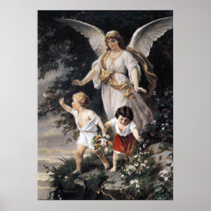 Bernhard Plockhorst - The Guardian Angel Print  