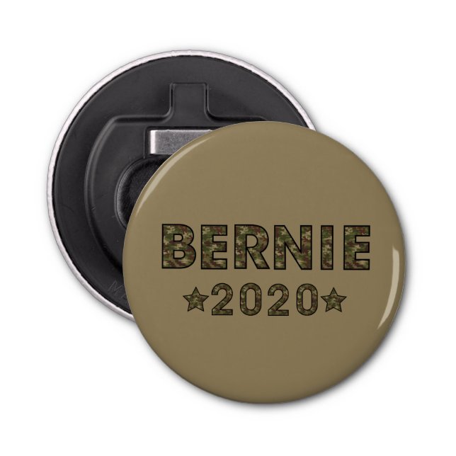 Bernie 2020 Camouflage Election Brown Bottle Opener (Front)