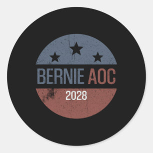 Bernie Aoc 2028 Bernie Sanders Alexandria Cortez P Classic Round Sticker
