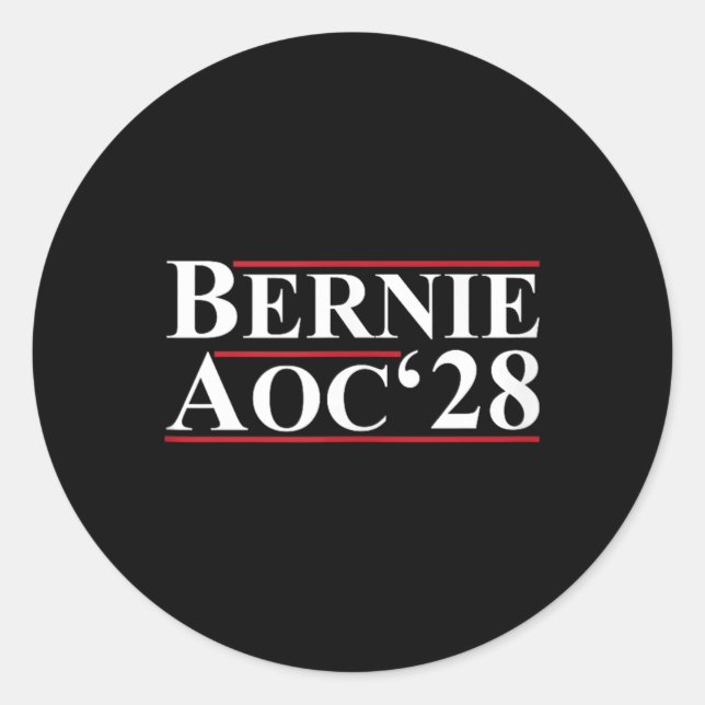Bernie Aoc 2028 Bernie Sanders Alexandria Cortez P Classic Round Sticker (Front)