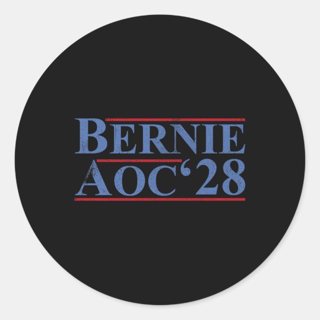 Bernie Aoc 2028 Bernie Sanders Alexandria Cortez P Classic Round Sticker (Front)