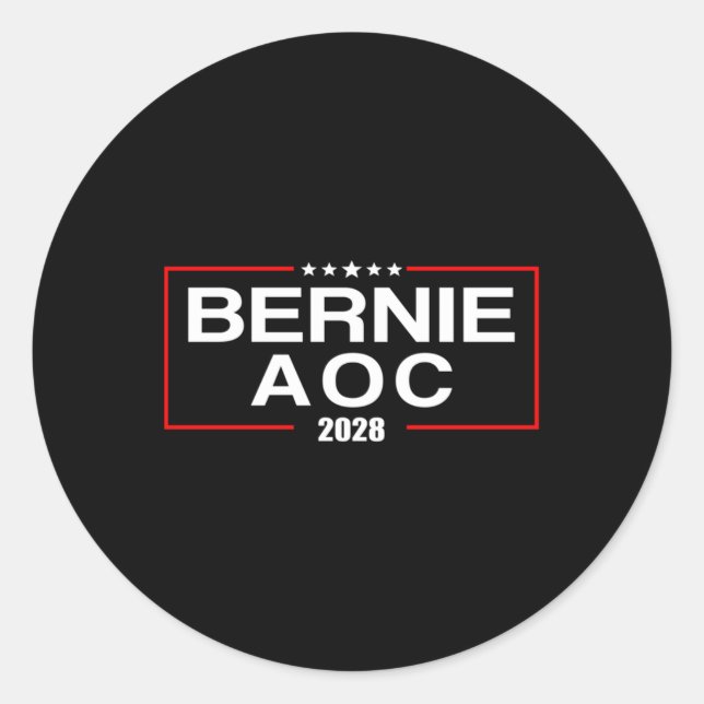 Bernie Aoc 2028 Bernie Sanders Alexandria Cortez P Classic Round Sticker (Front)