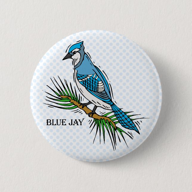 Bernie Blue Jay 6 Cm Round Badge (Front)