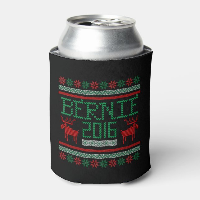 Bernie Sanders 2016 President Ugly Holiday Sweater Can Cooler (Can Front)