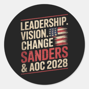 Bernie Sanders And Aoc 2028 For President Campaign Classic Round Sticker