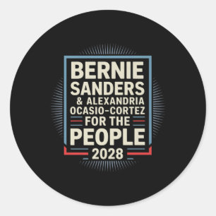 Bernie Sanders And Aoc 2028 For President Campaign Classic Round Sticker