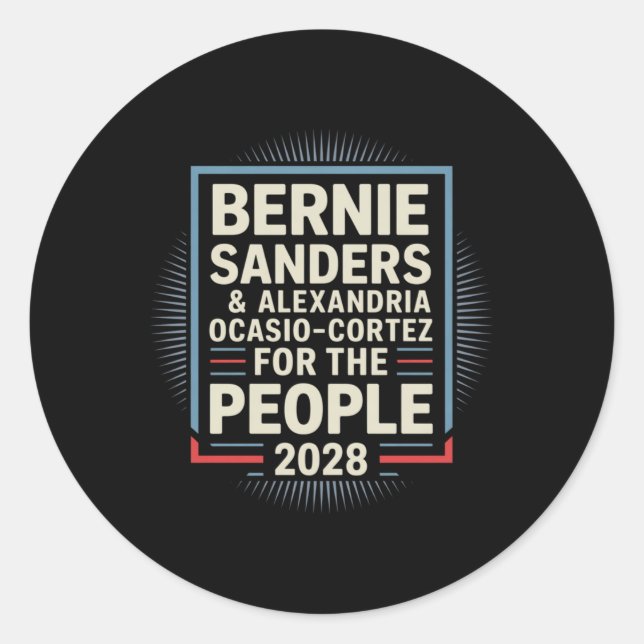 Bernie Sanders And Aoc 2028 For President Campaign Classic Round Sticker (Front)