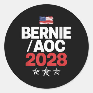 Bernie Sanders And Aoc 2028 For President Campaign Classic Round Sticker