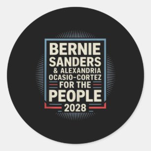 Bernie Sanders And Aoc 2028 For President Campaign Classic Round Sticker