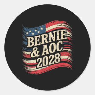 Bernie Sanders And Aoc 2028 For President Campaign Classic Round Sticker