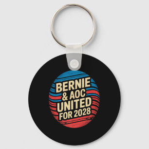 Bernie Sanders And Aoc 2028 For President Campaign Key Ring