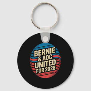 Bernie Sanders And Aoc 2028 For President Campaign Key Ring
