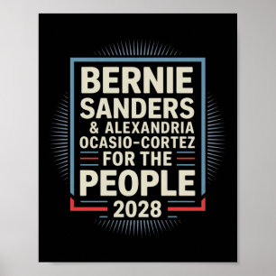 Bernie Sanders And Aoc 2028 For President Campaign Poster