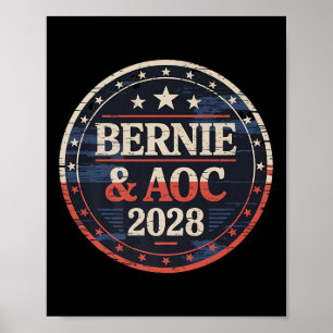 Bernie Sanders And Aoc 2028 For President Campaign Poster