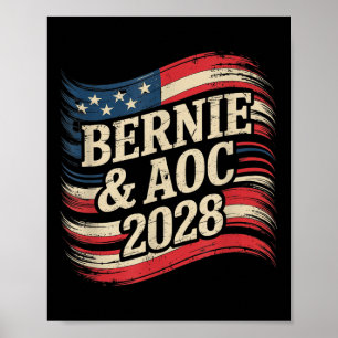 Bernie Sanders And Aoc 2028 For President Campaign Poster
