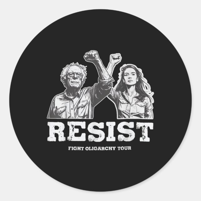 Bernie Sanders Aoc Fighting Oligarchy Tour  Classic Round Sticker (Front)