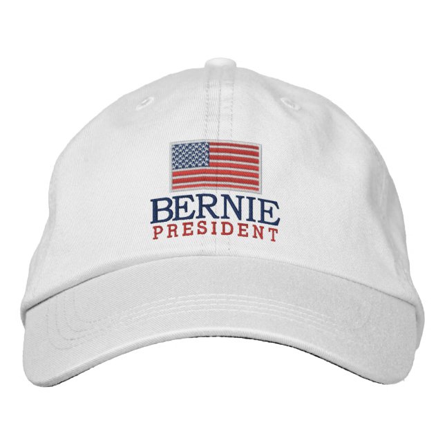 Bernie Sanders for President with American Flag Embroidered Hat (Front)